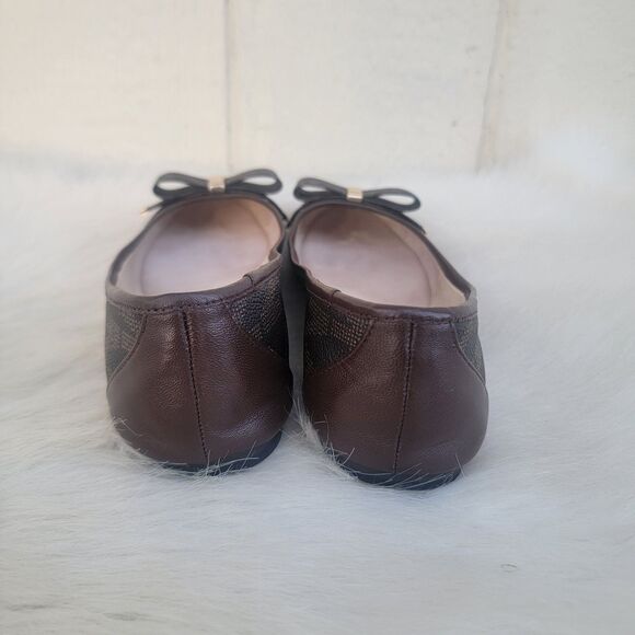 Michael Kors Kiera Leather Ballet Flats Signature MK Logo Women Size 7 Coquette - Picture 3 of 7